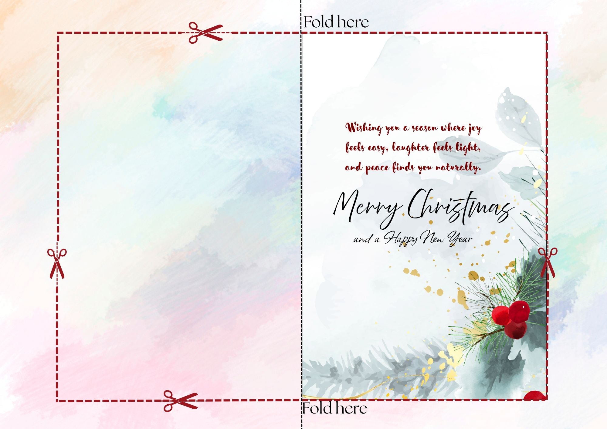 Digital Foldable Beautiful Classic Styled Empty Christmas Cards Bundle of 5: Printable 5"x 7" and 4"x 6"