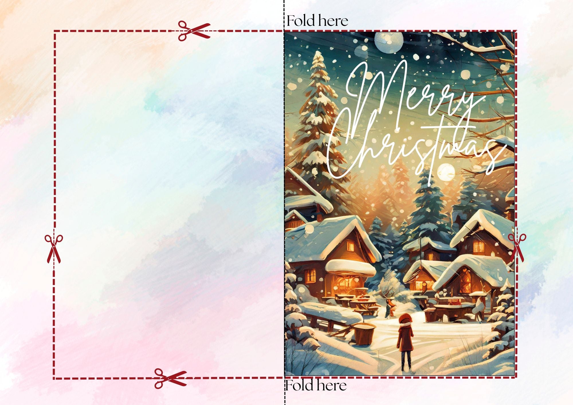Digital Foldable Beautiful Vintage Styled Empty Christmas Cards Bundle of 5: Printable 5"x 7" and 4"x 6"