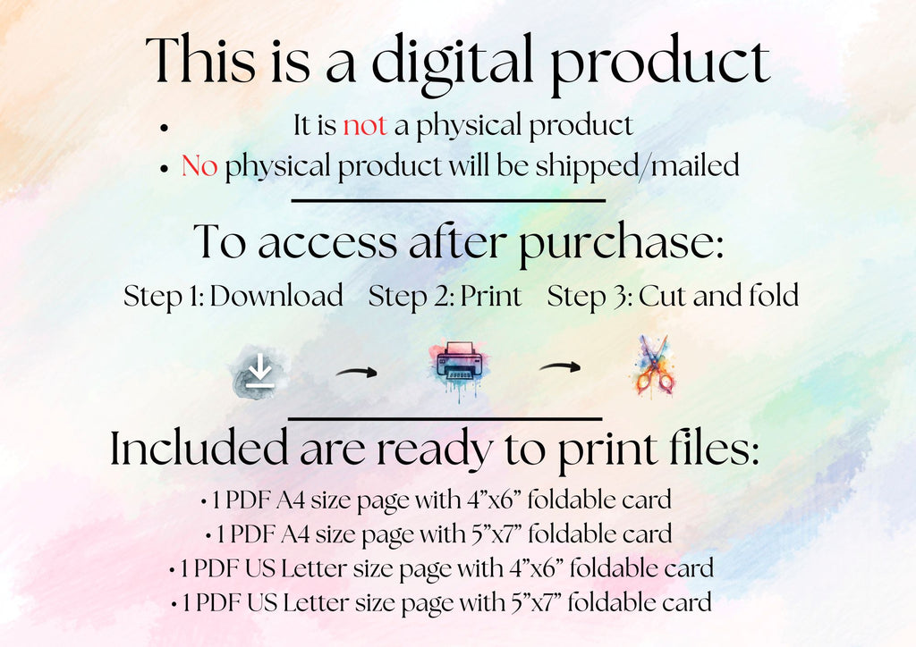 Digital Foldable Beautiful Classic Styled Empty Christmas Cards Bundle of 5: Printable 5"x 7" and 4"x 6"