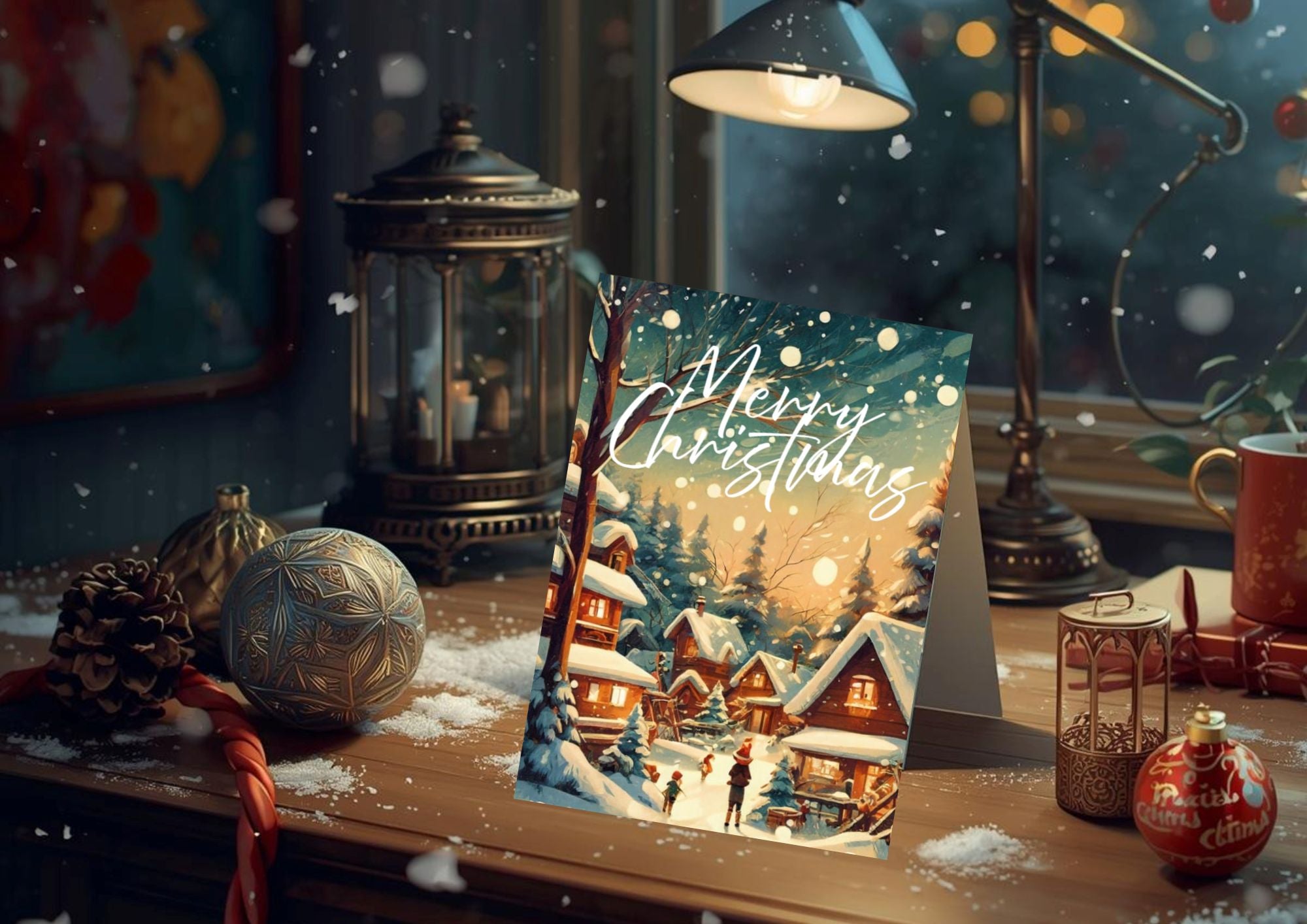 Digital Foldable Beautiful Vintage Styled Empty Christmas Cards Bundle of 5: Printable 5"x 7" and 4"x 6"